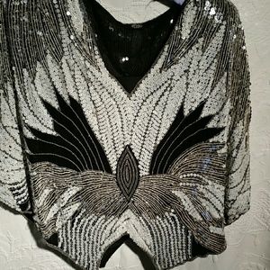 Vintage 70's sequin silk top