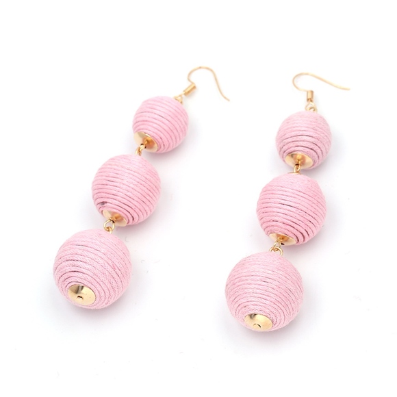 Soft Pink Blush Bon Bon ball drop Earrings - Picture 2 of 3