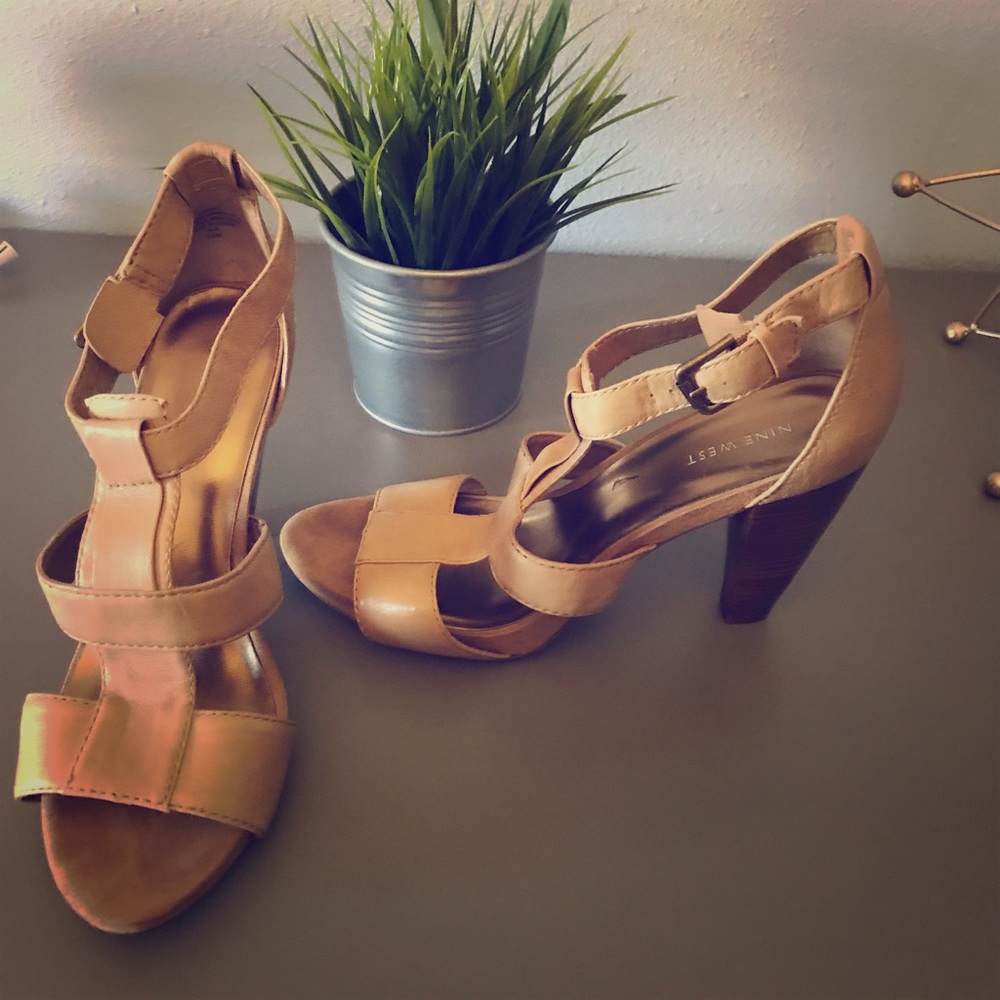 Nine West - Tan 4" Strappy Sandals