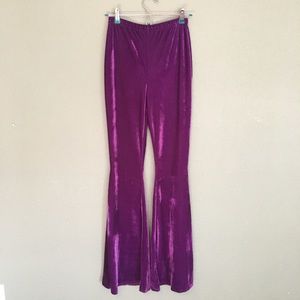 Purple High-Waisted Velvet Bell Bottoms