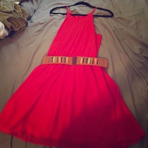 Red flowy dress