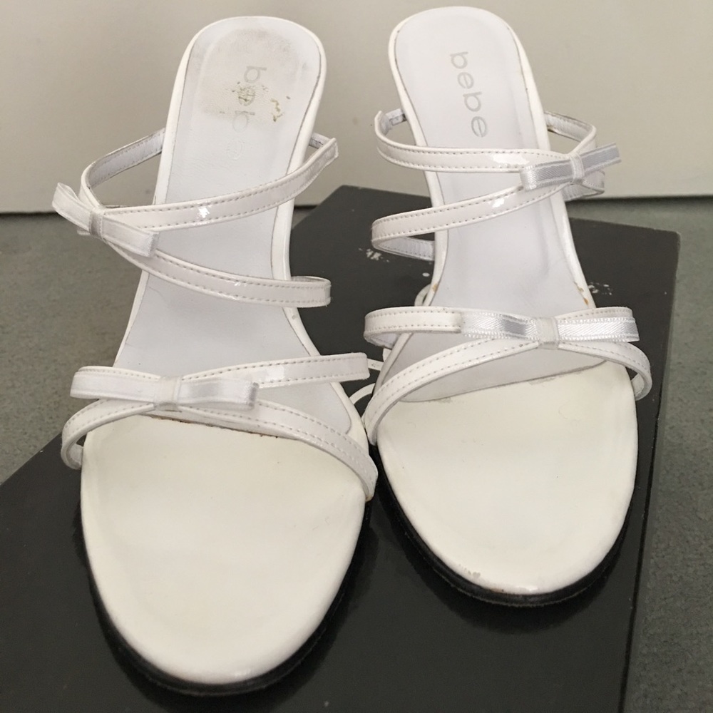 BEBE - Heel with bow - Color: White, Size 5