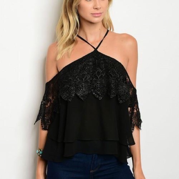 Lace Halter Off Shoulder Top-NEW! - Picture 1 of 2