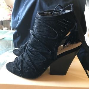 Black Yoki Peep Toe Sandals