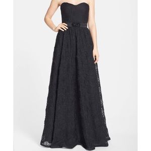 Adriana Papell Pleat Bodice Rosette Gown