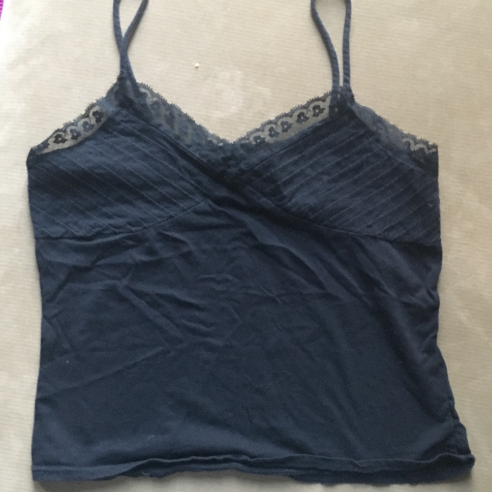Black Lace Trimmed Tank Top