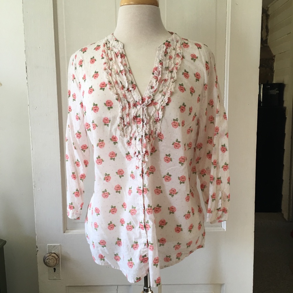 Lauren Conrad Antique Rose ¾ Sleeve Shirt
