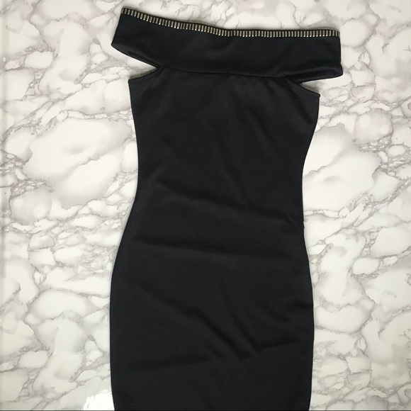 ✨ NWT Black & Gold Off the Shoulder Dress - Picture 5 of 7