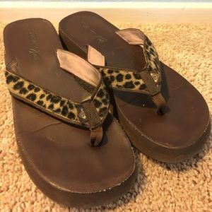 Leopard Print Flip Flops