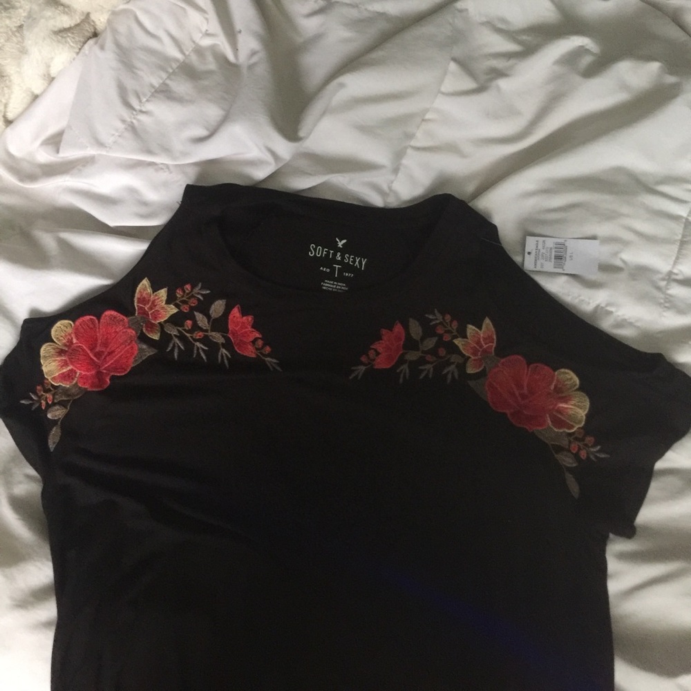 Open Shoulder Embroidered Top