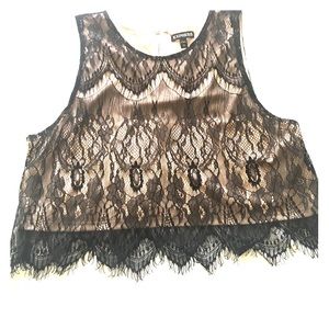 EXPRESS black lace crop top