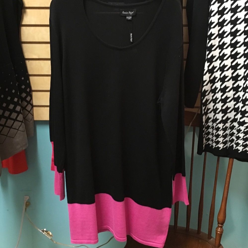 Charlie Paige black and pink dress
