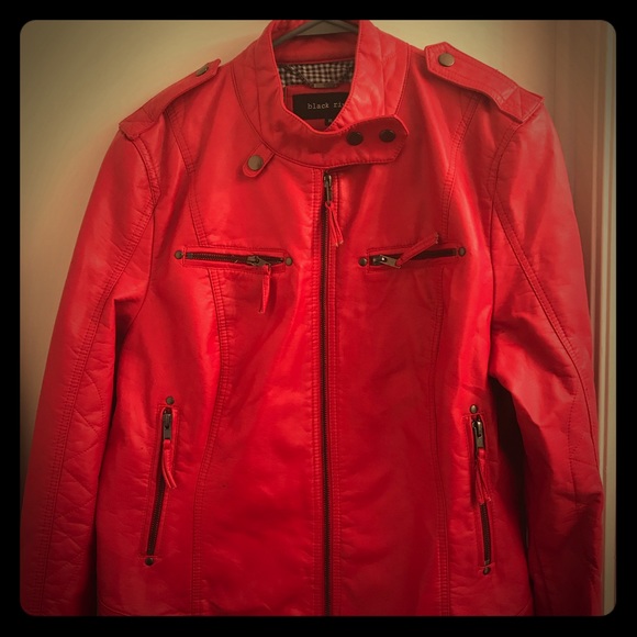 Leather, short fitted jacket. Real leather.