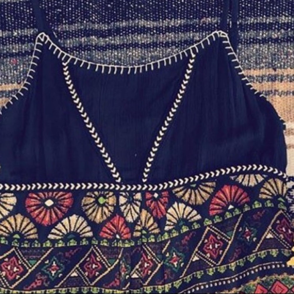 Top black multi color with stitch detail