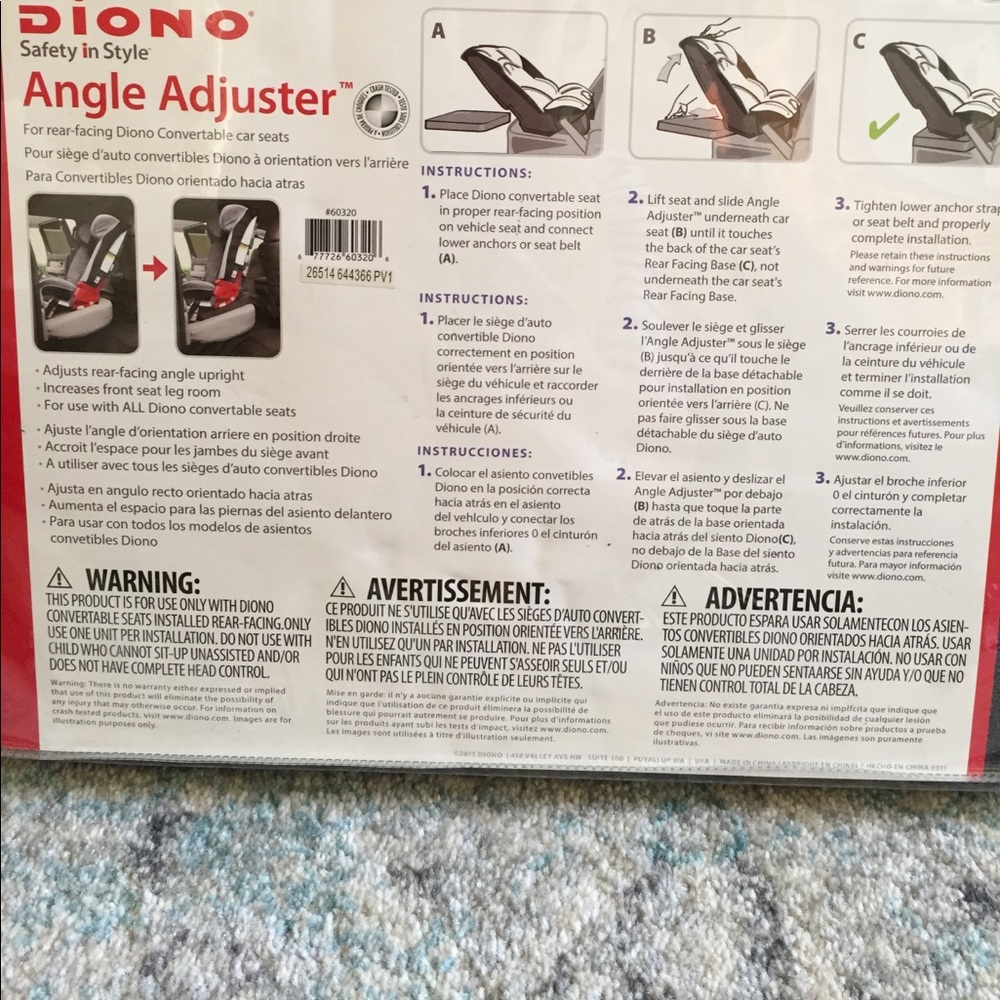 Diono car seat angle adjuster