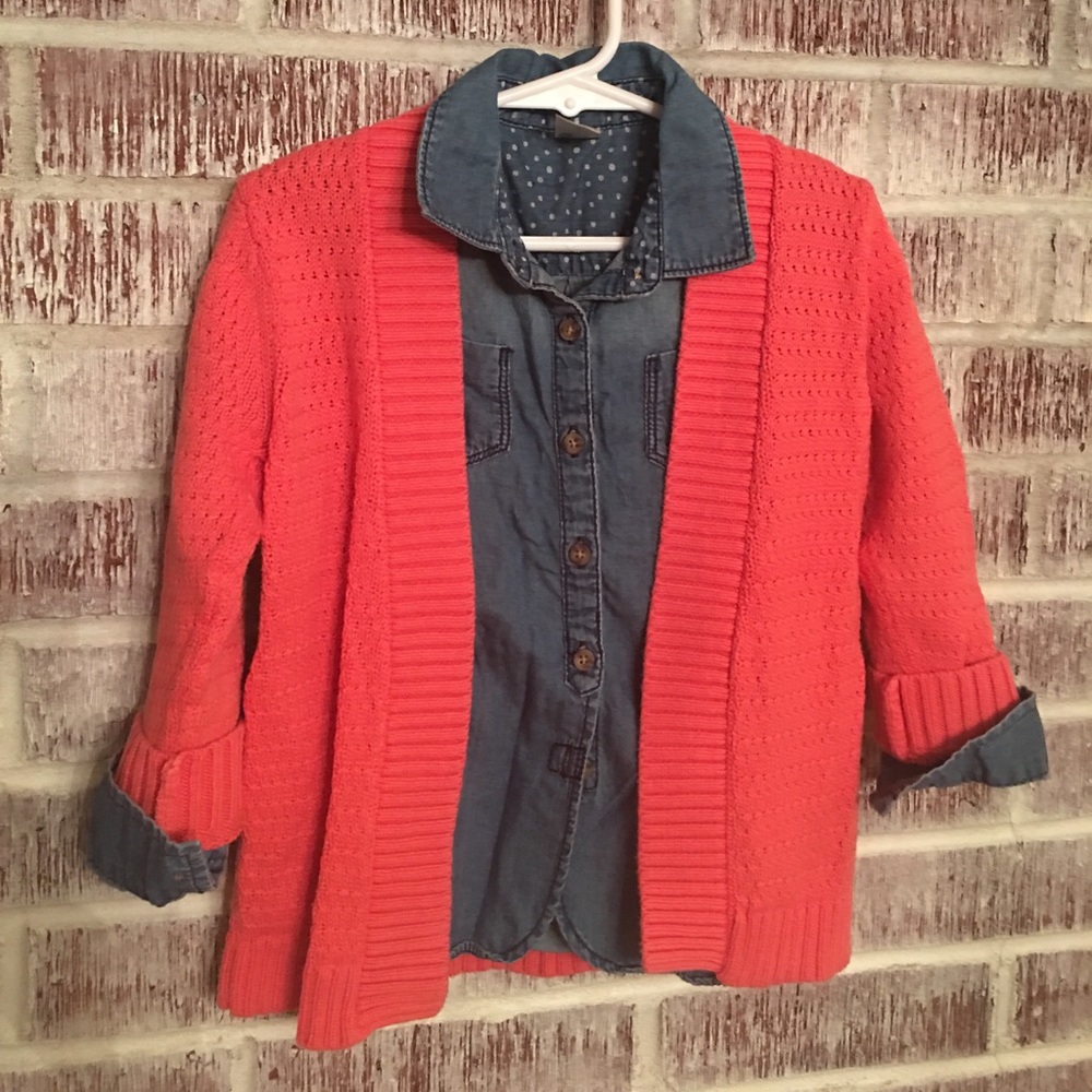 Sweater paired with a Chambray shirt
