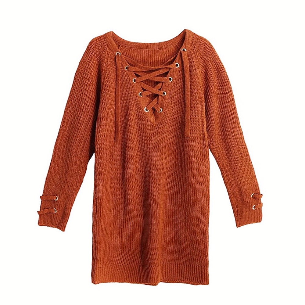 🍁Pumpkin Spice Oversize Loose Sweater Dress, S-XL - Picture 2 of 5