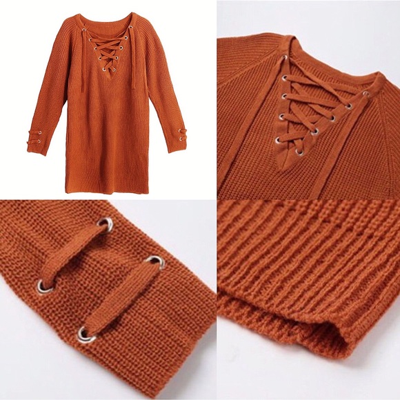 🍁Pumpkin Spice Oversize Loose Sweater Dress, S-XL - Picture 4 of 5