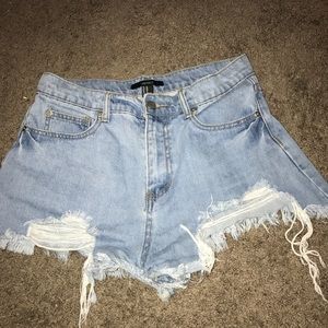 High waisted ripped shorts