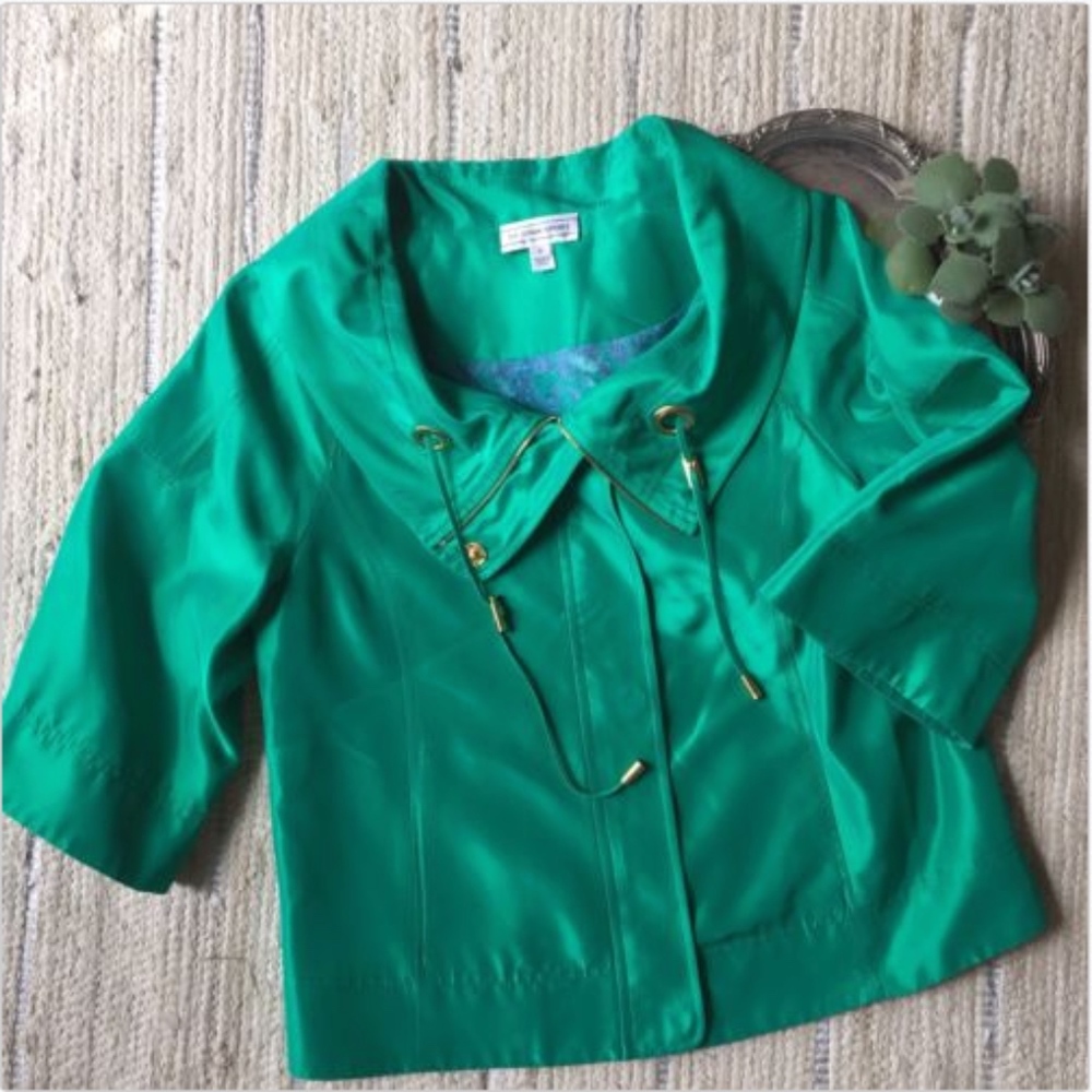 ST JOHN SPORT green Jacket gold Small Fall Travel