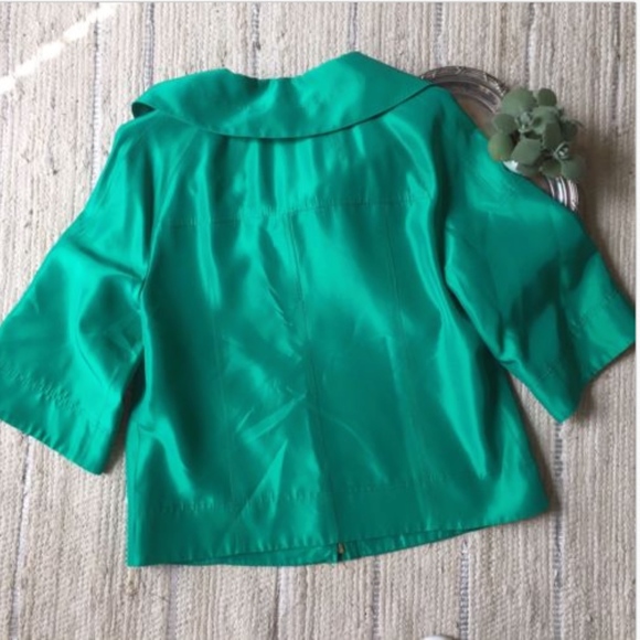 ST JOHN SPORT green Jacket gold Small Fall Travel - Picture 5 of 6