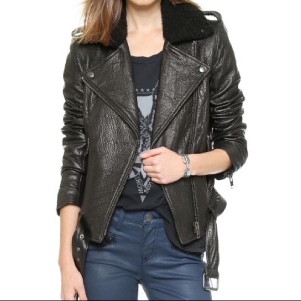Current Elliot black leather jacket size 2