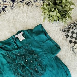 PAUL & JOE designer turquoise green accent dress