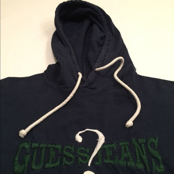 ❌SOLD Vintage GUESS JEANS Spell Out T Shirt Hoodie - Picture 4 of 8