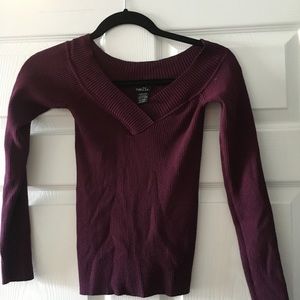 Long sleeve off the shoulder Maroon top