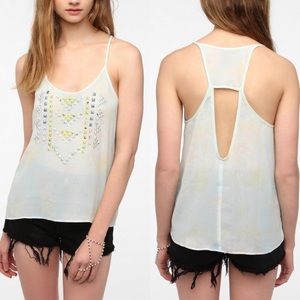 Studded, lightly tie-dyed pastel tank