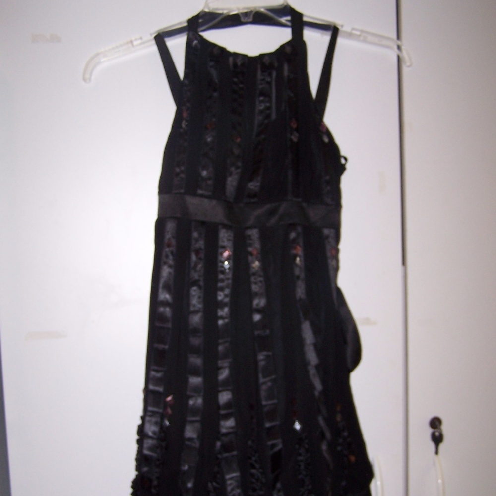 Sue Wong Black Silk Chiffon Cocktail Dress 4