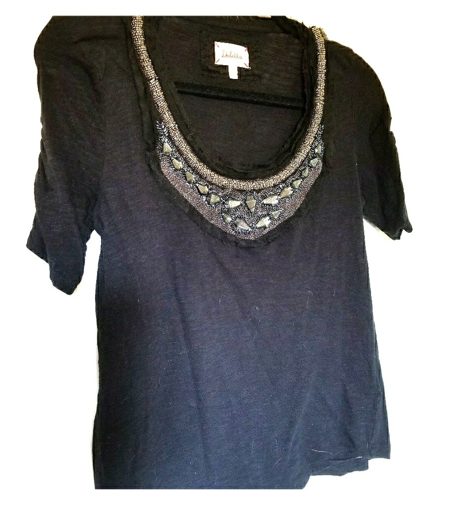 Anthropologie Deletta black jewel tee top