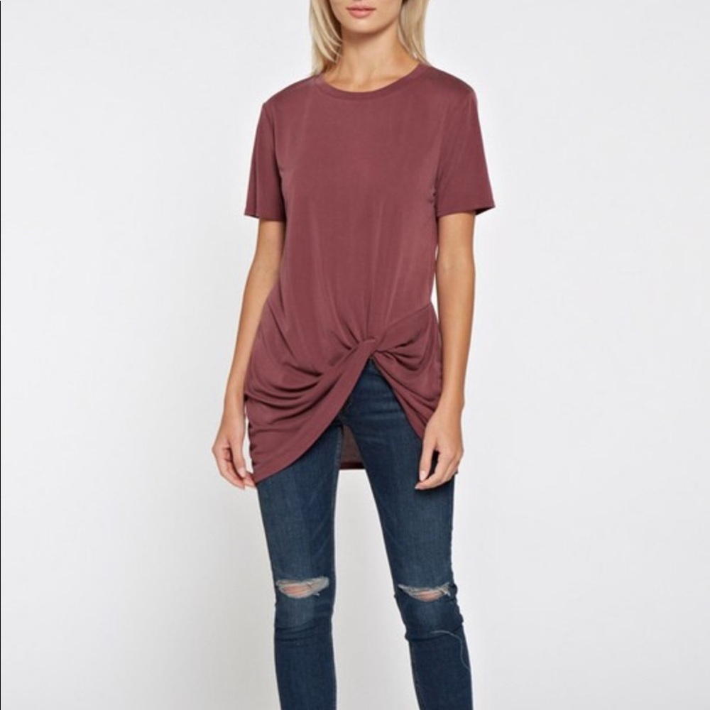 Wine Knotted Tunic Top - Picture 2 of 5