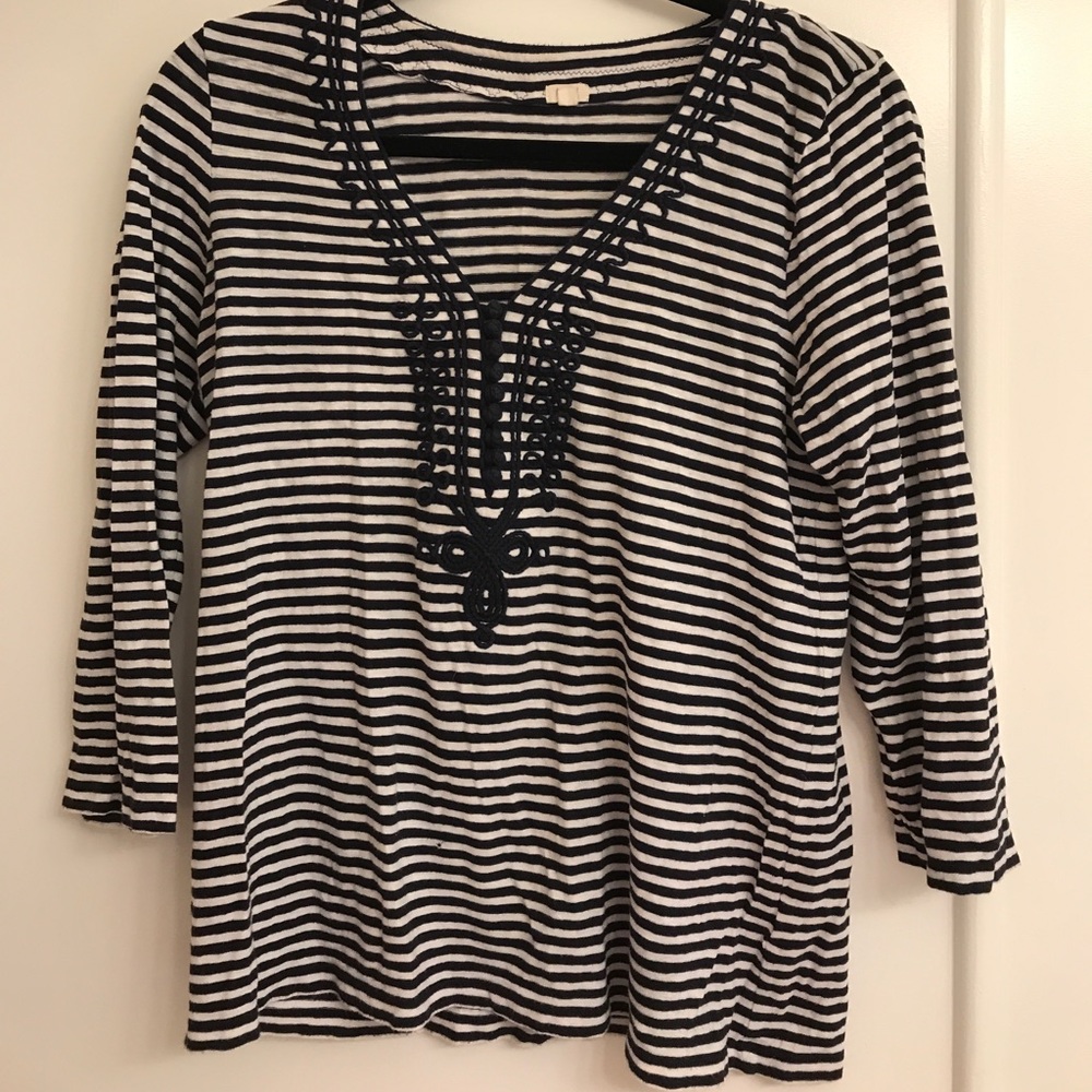 Women’s J. Crew blue and white stripped shirt