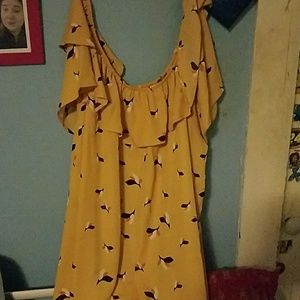 Yellow printed off the shoulder top