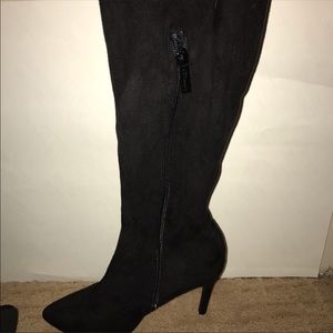 Black Suede Thigh High Boots