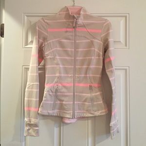 Lululemon zip up jacket pink/ gray strip