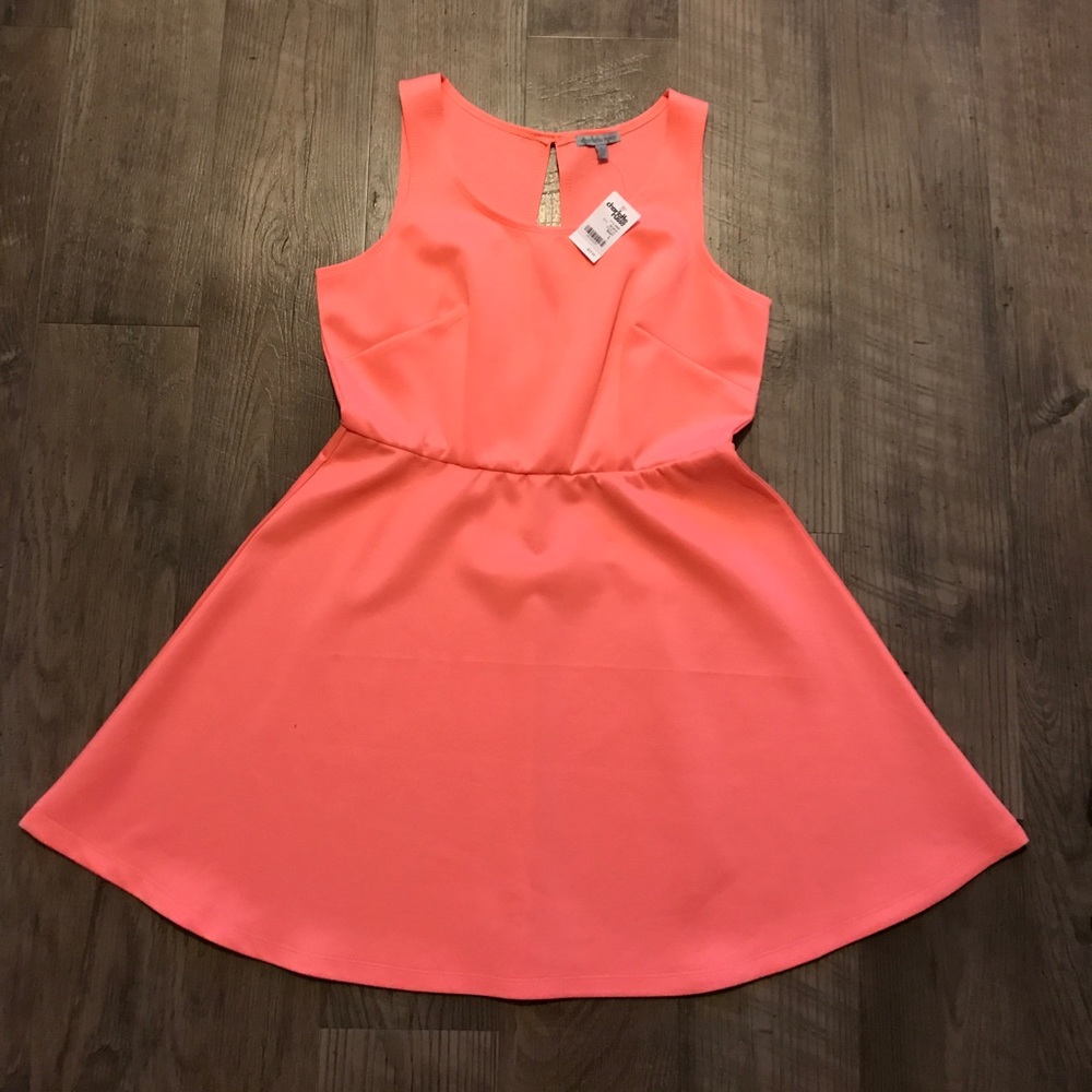 Charlotte Russe Neon Coral Scuba Dress