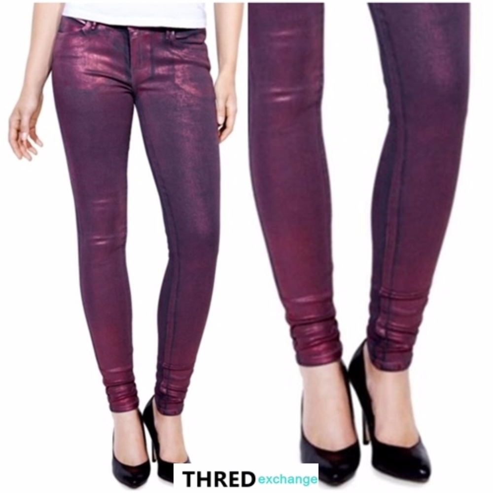 LEVIS Foiled Skinny Leggings Jeans Sz 27 PURPLE