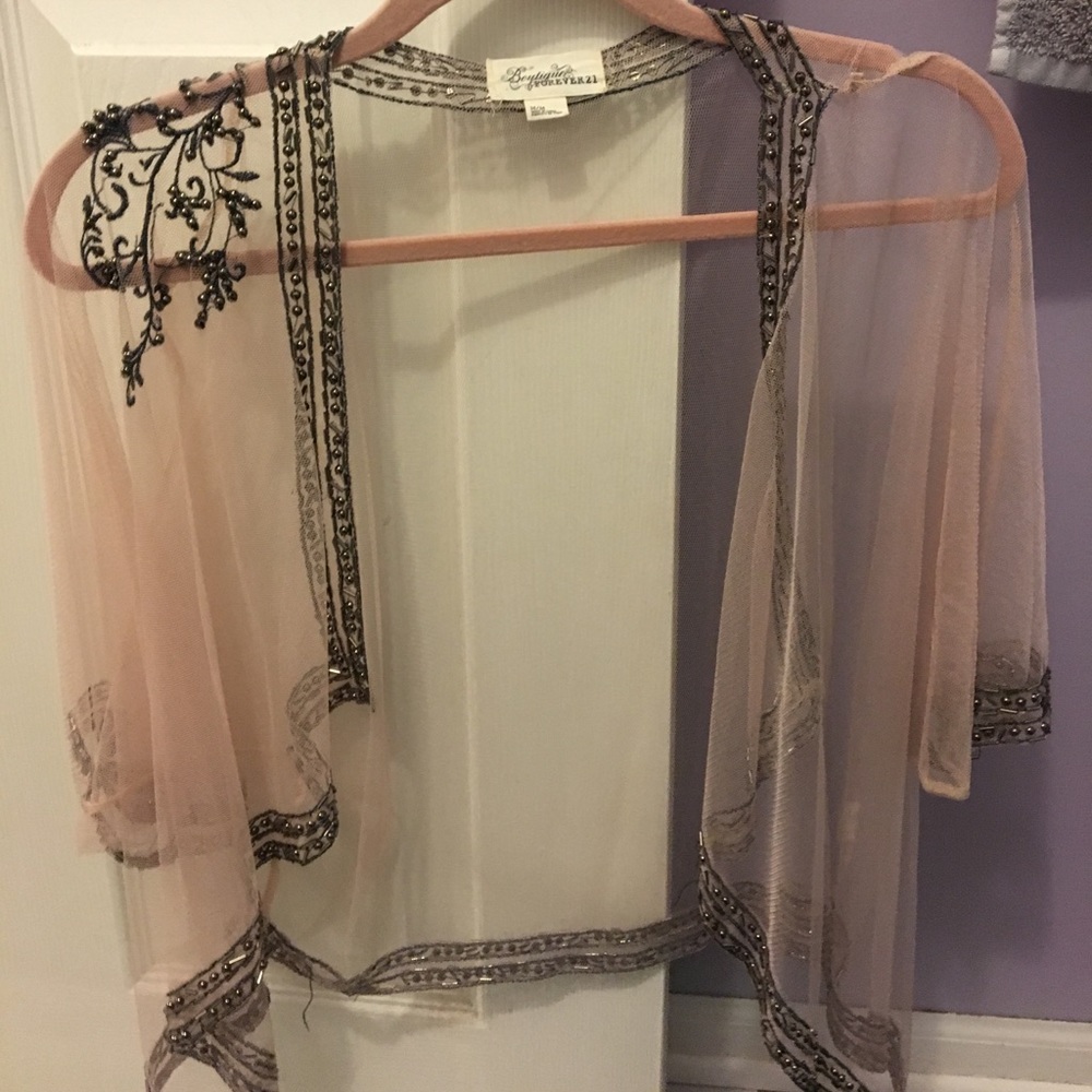 Mesh Beaded Sweater. Blush. Sz M