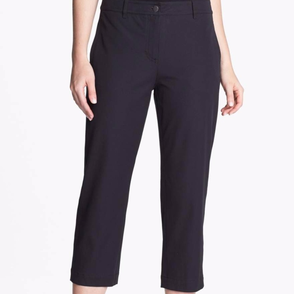 EILEEN FISHER Slim Capri Pant BLACK stretch sz XS