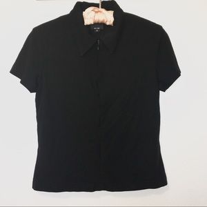 90's Short Sleeve Zip Up Collared Polyester Shirt