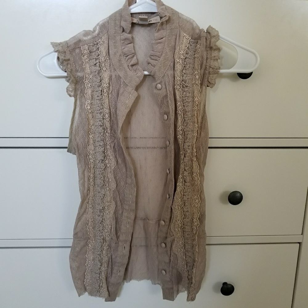 Stretch Lace Free People Taupe Vest