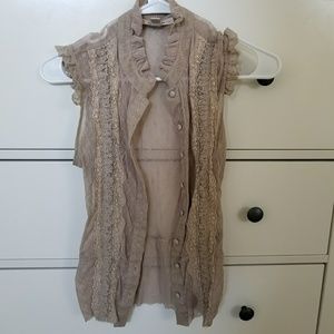 Stretch Lace Free People Taupe Vest
