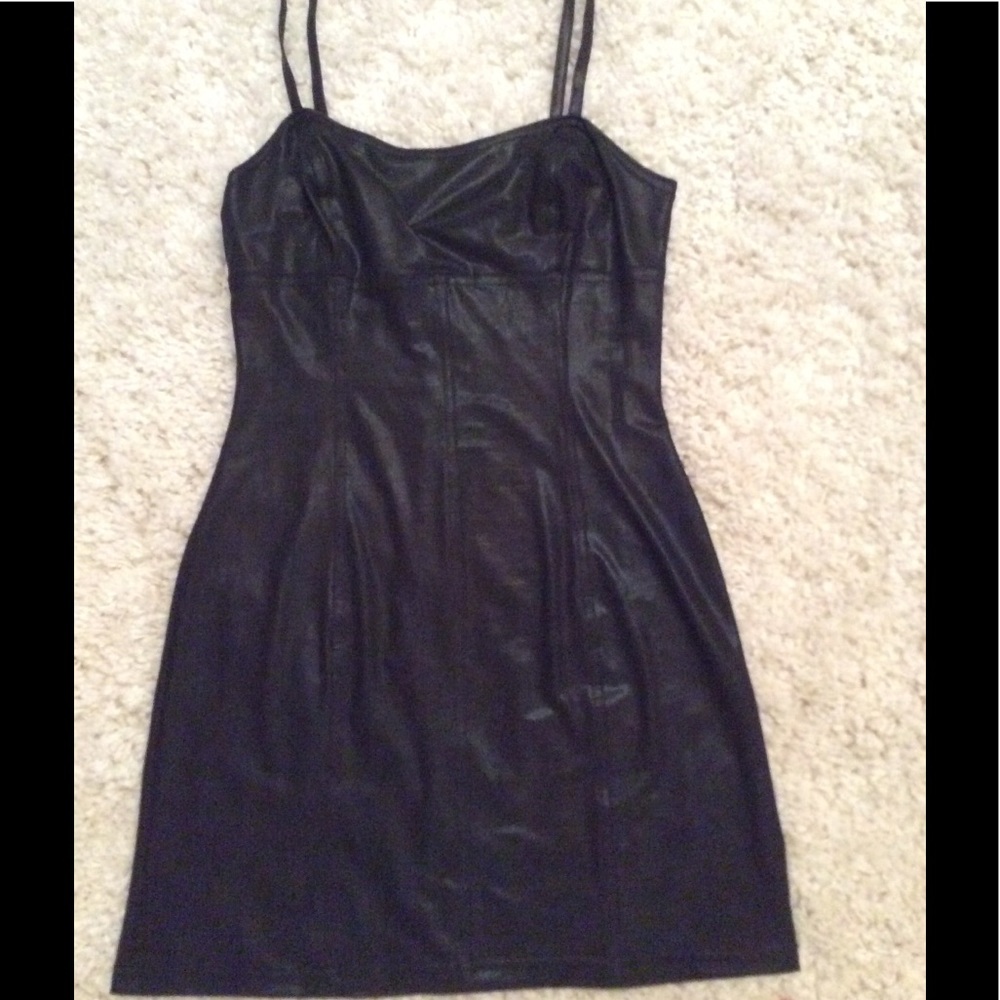 Black leather-look club dress