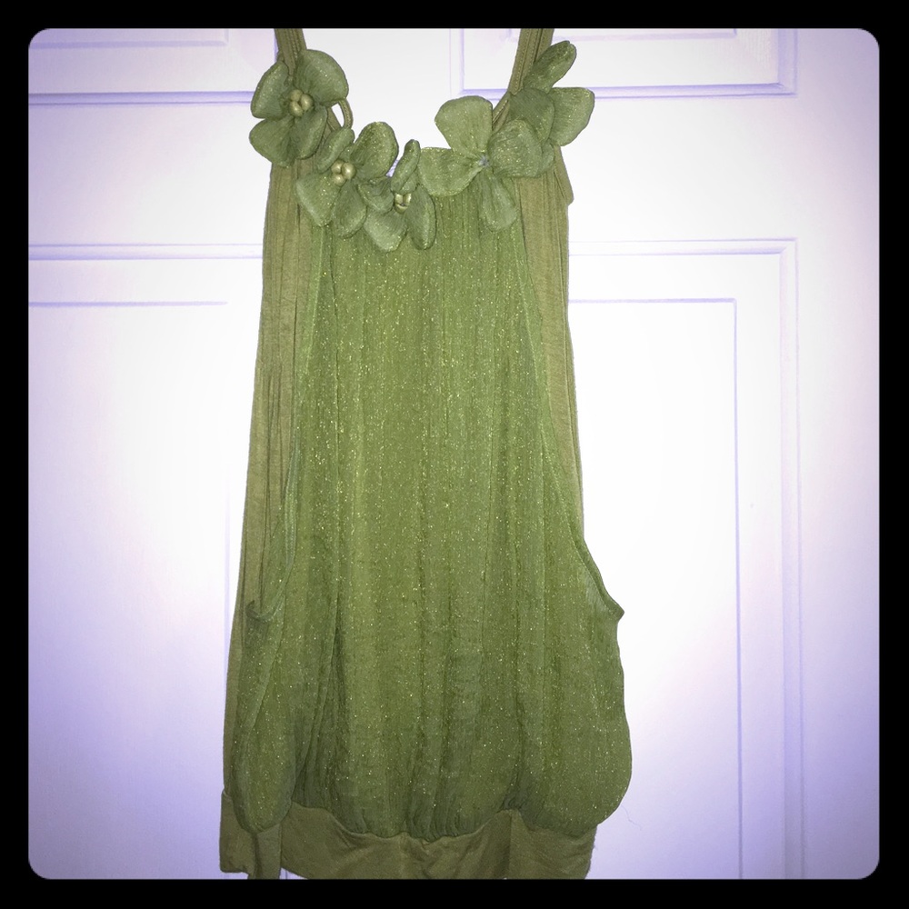 Ryu size S Womens Lime Spagetti Strap Top wpockets