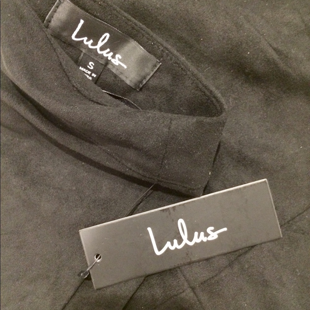 LULUS Simply Perf Black Suede Mini Skirt (SMALL)