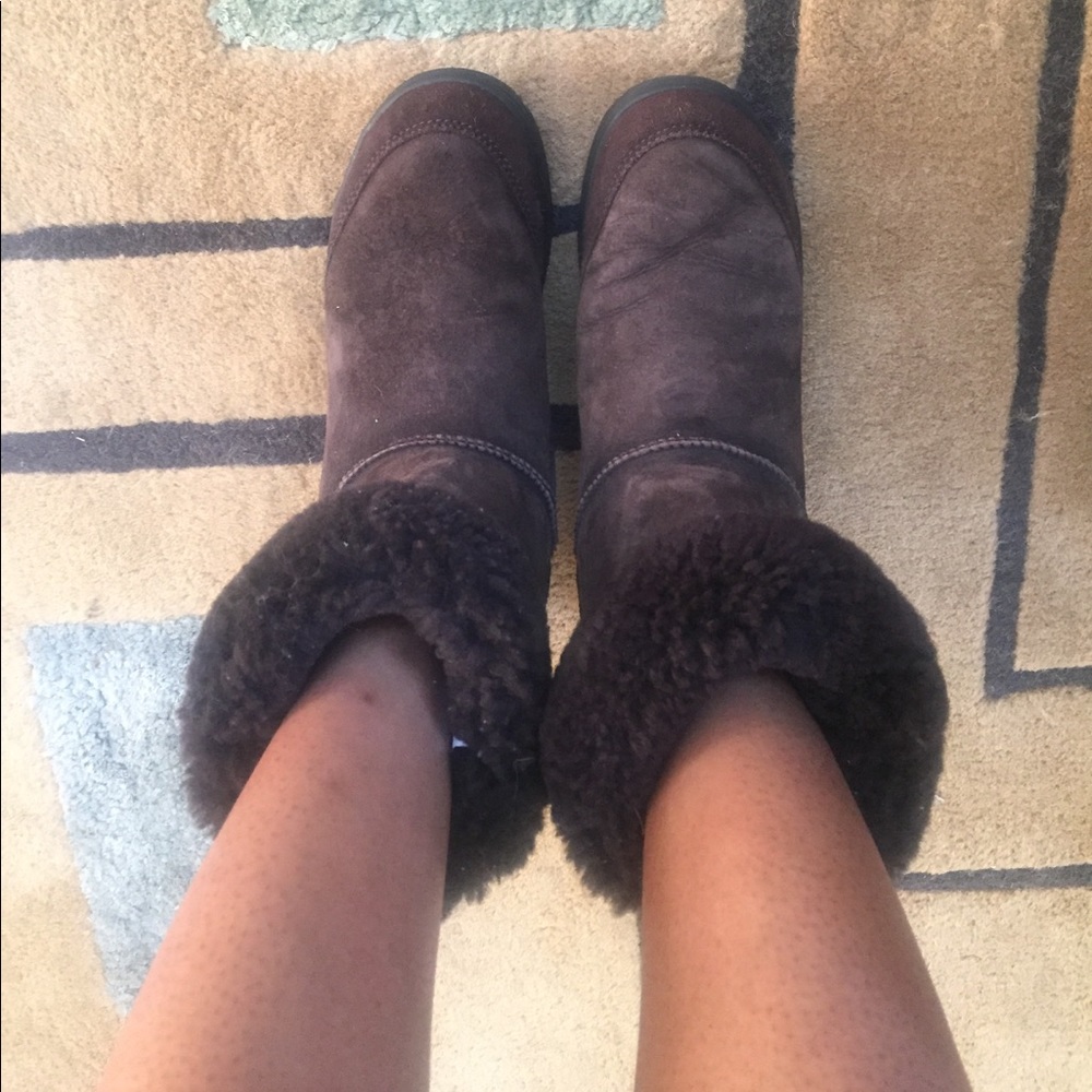 Brown Fur Trim Ugg Boots