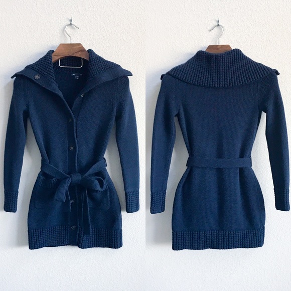 GAP Sweaters - Gap Thick Knit Navy Blue Wrap Cardigan