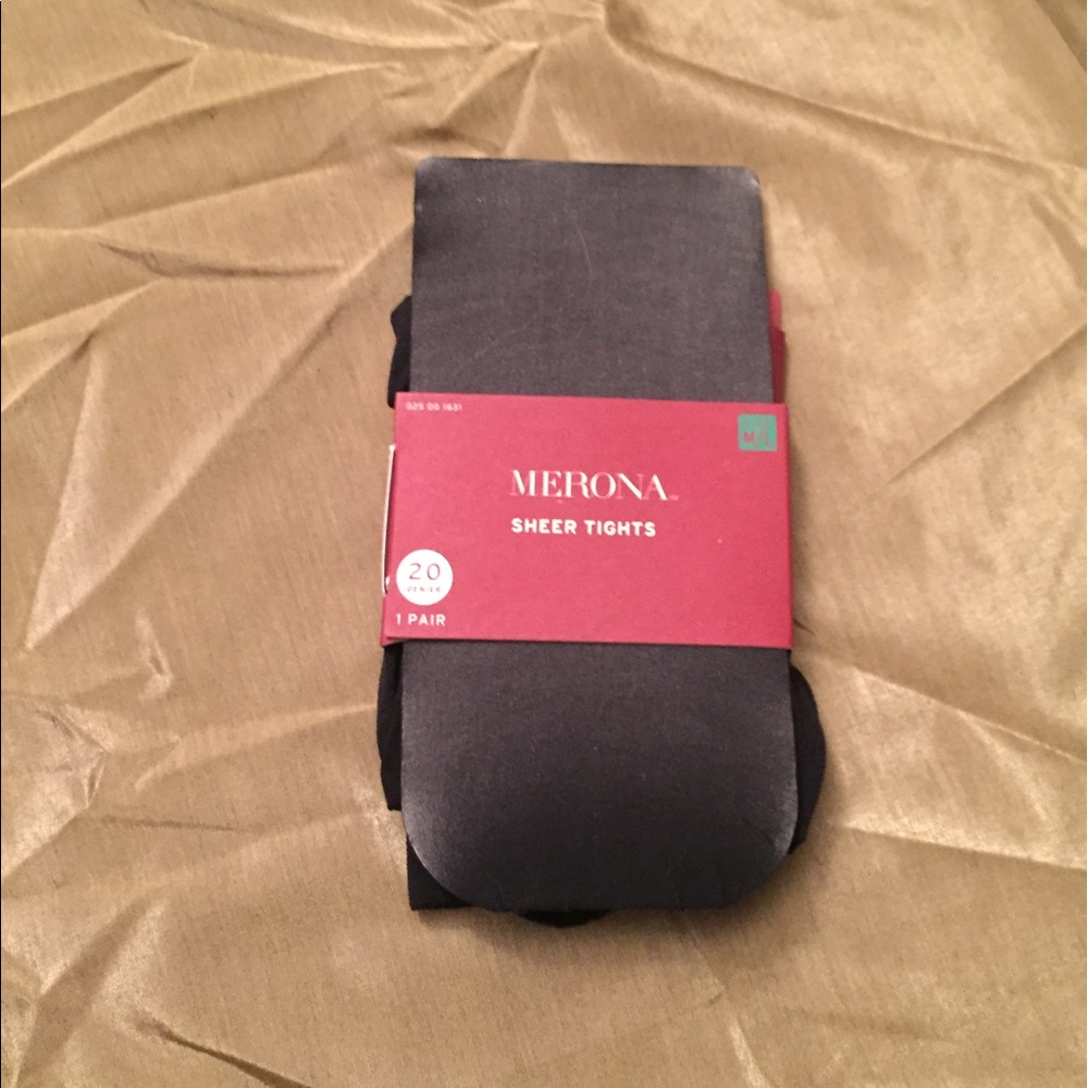 NWT M/L Merona Black Sheer Tights